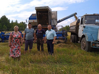 в хозяйствах Ершичского района активно проходит уборочная кампания сельскохозяйственных зерновых культур - фото - 1